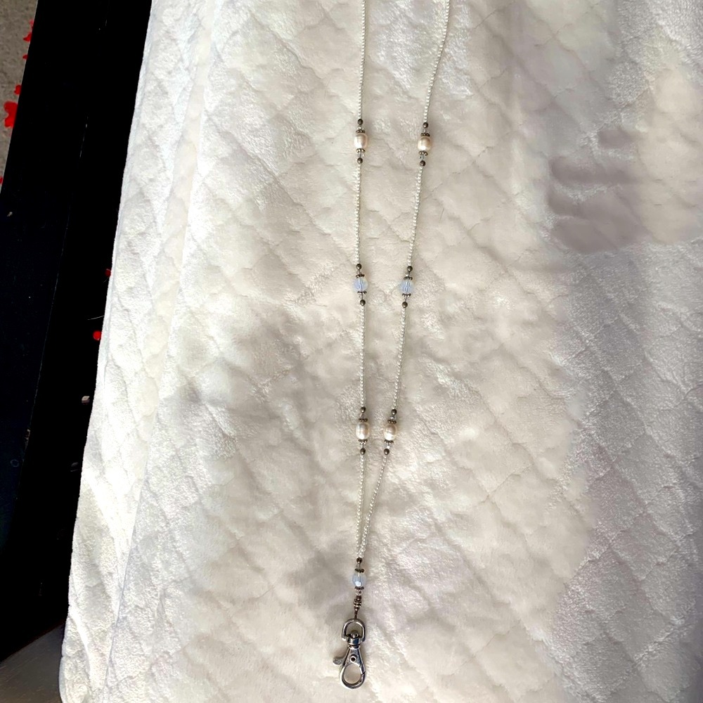 Freshwater Pearl and Crystal Badge Holder